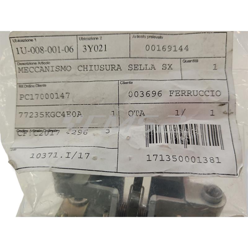 Meccanismo chiusura sella sx, ricambio 00169144