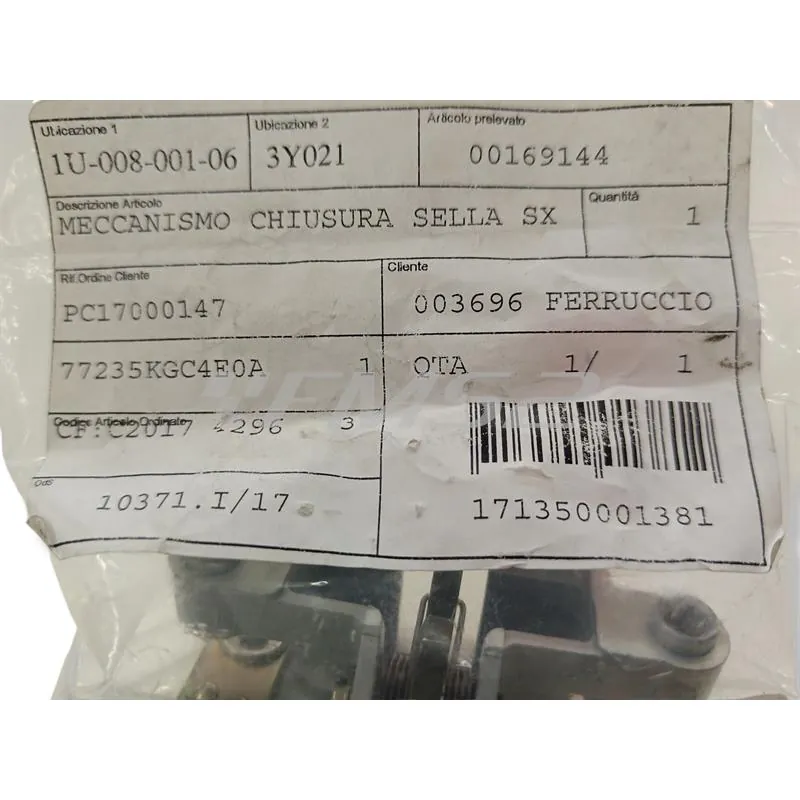 00169144 Meccanismo chiusura sella sx