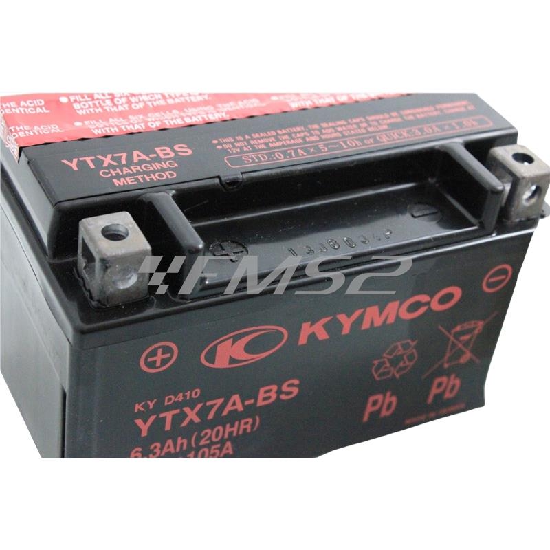 Batteria Yuasa, marchiata ed inscatolata Kymco, YTX7A-BS 12 Volt - 6 Ah, ricambio 00172378