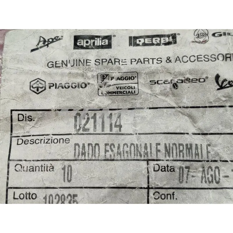 021114 Dado esagonale normale (Piaggio Gilera)