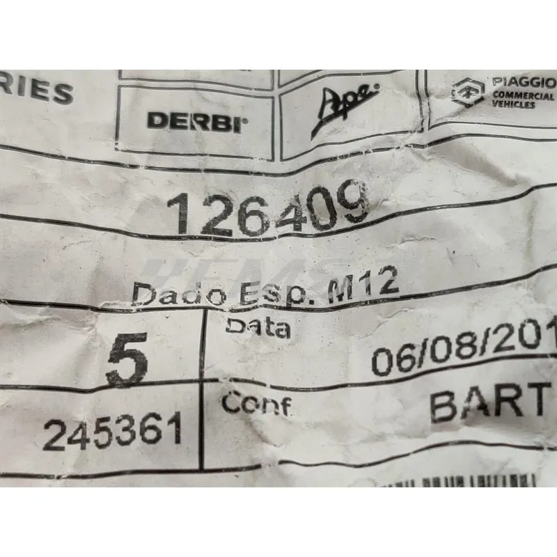 126409 Dado e spinotto M12x1,5-6h (Piaggio Gilera)