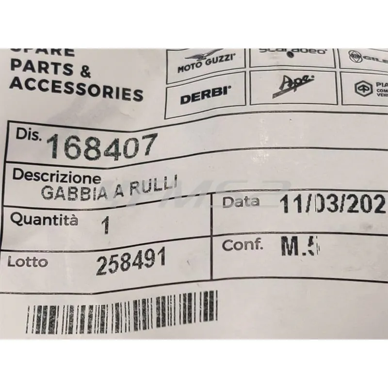 Astuccio a rulli (Piaggio Gilera), ricambio 168407
