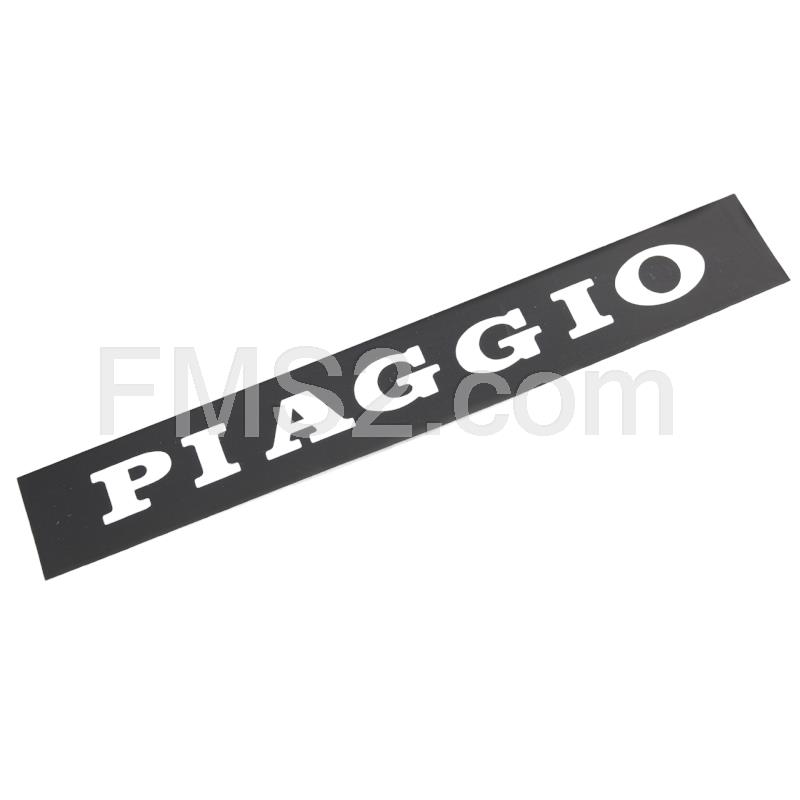 Targhetta scritta adesiva Piaggio cromata con fondo nero per sella vespa PX 125cc, 150cc, 200cc , ricambio 181326