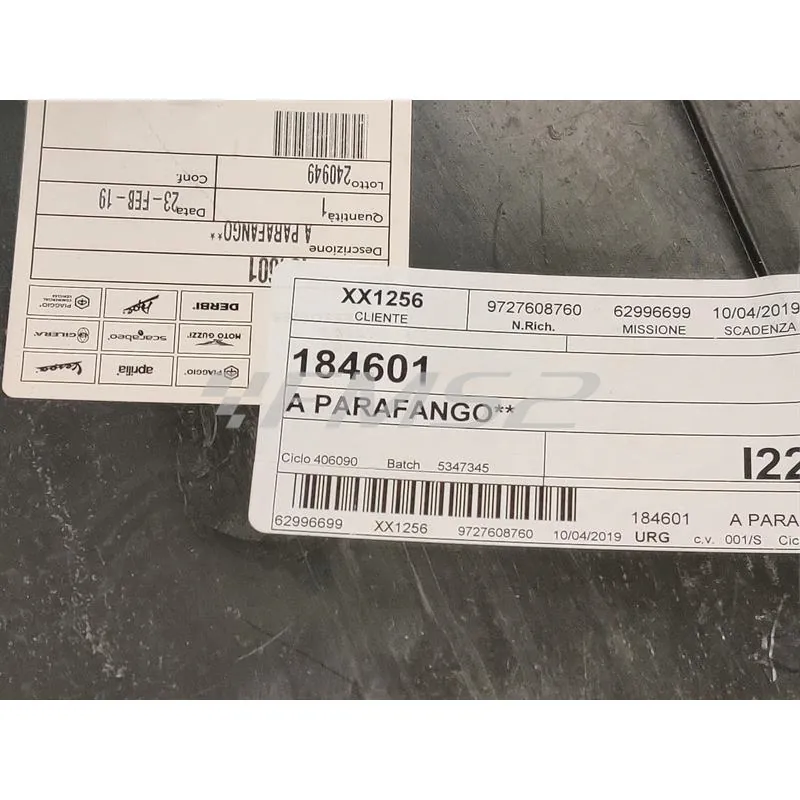 184601 Parafango anteriore originale in plastica di colore grigio per Piaggio Ape 50 TL3T prodotte dal 1980 fino al 1985