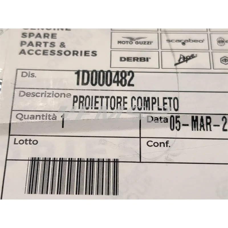 Fanale anteriore completo di porta lampada originale per Piaggio Vespa GTS 125, 150, 250 e 300 cc 4 tempi prodotte dal 2005 fino al 2018, ricambio 1D000482