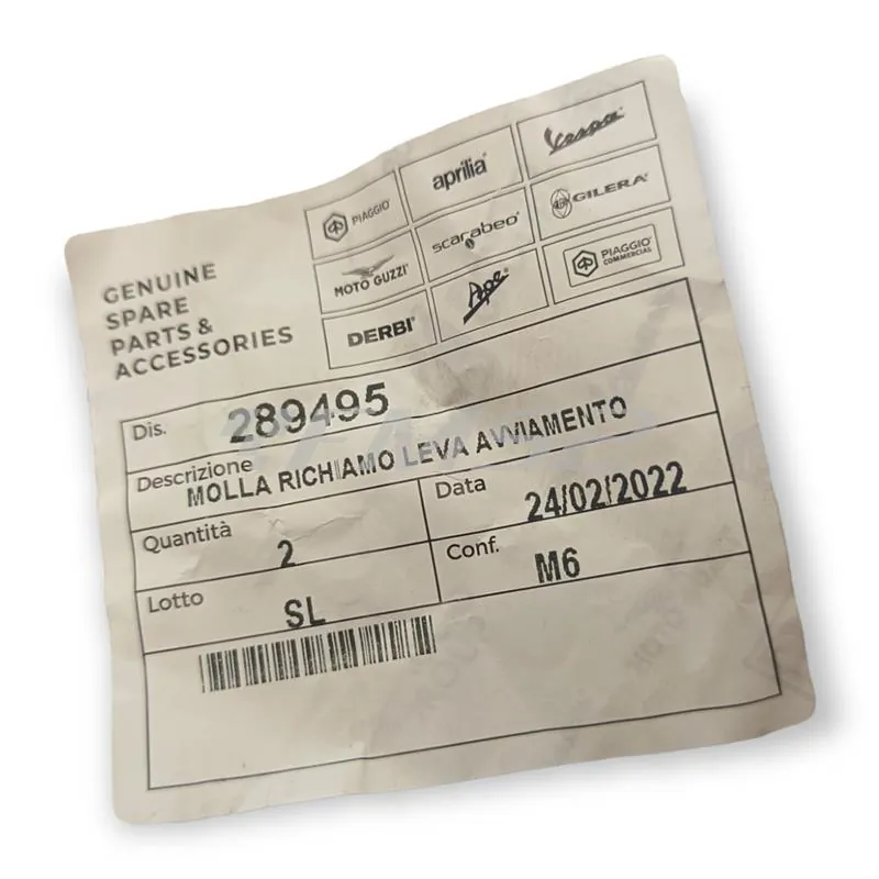 289495 Molla richiamo leva avviamento (Piaggio Gilera)