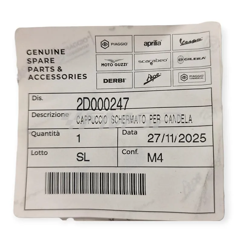 2D000247 Cappuccio schermato candela originale Piaggio per Moto Guzzi Nevada/V7 750cc (2012-2016)