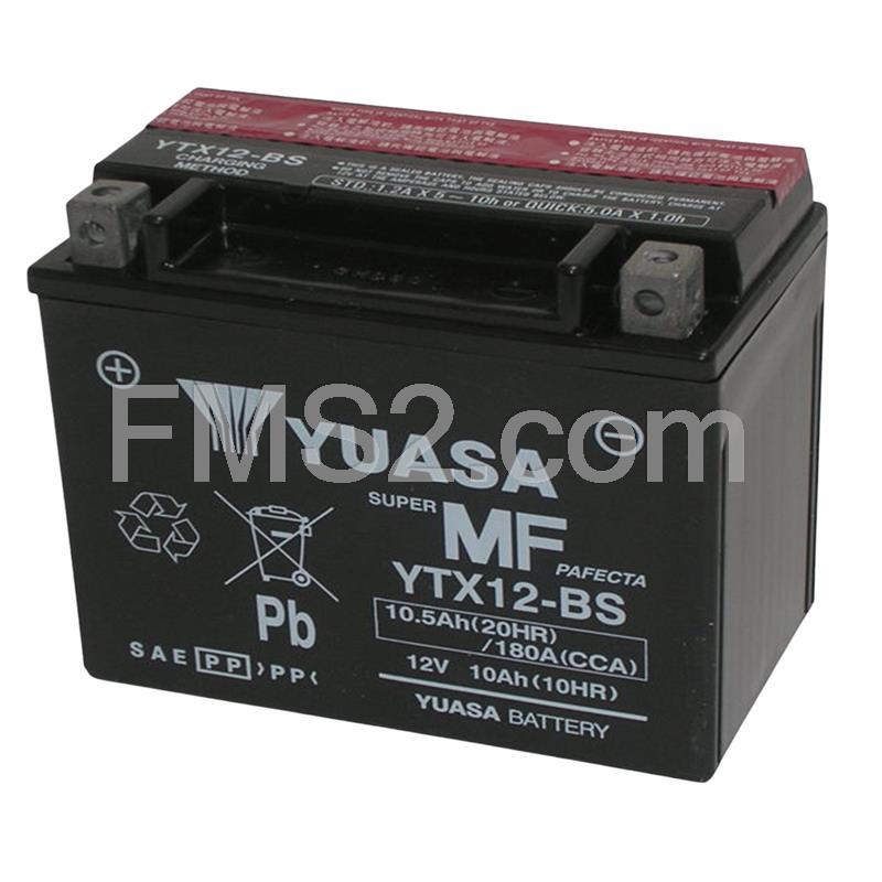 Batteria Yuasa YTX12-BS, 12 Volt - 10 Ah, tipo MF con acido a corredo (prodotto originale PIAGGIO), ricambio 583158