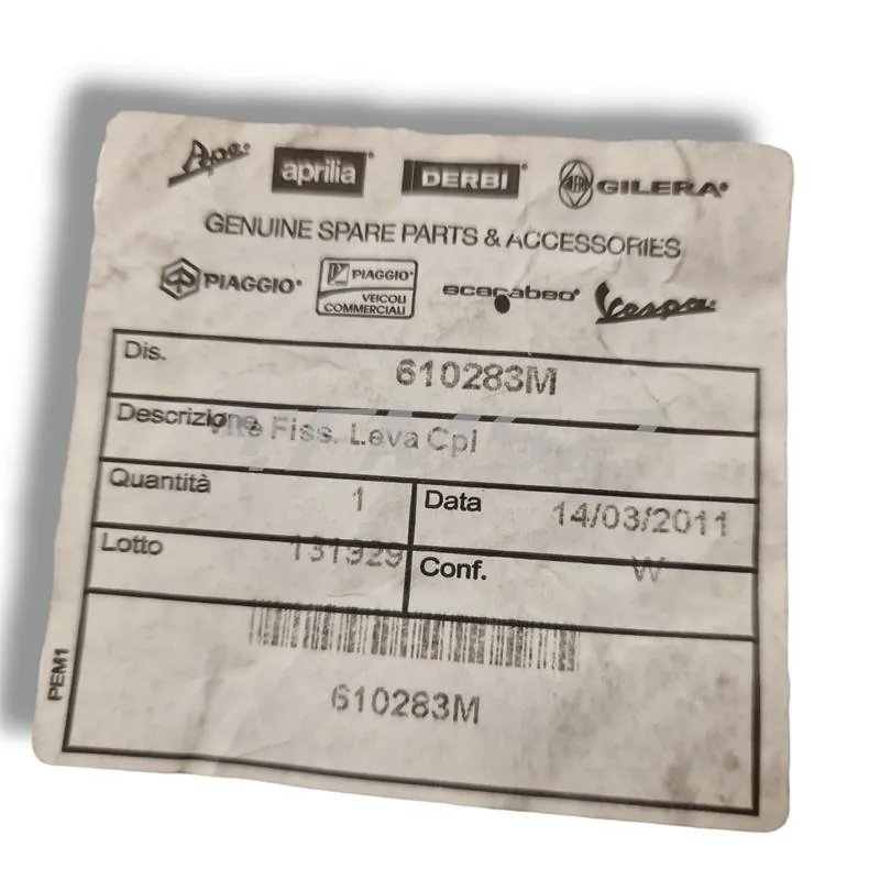 Vite fissaggio leva completa (Piaggio Gilera), ricambio 610283M