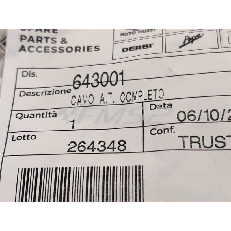 Cavo a.t. completo, ricambio 643001