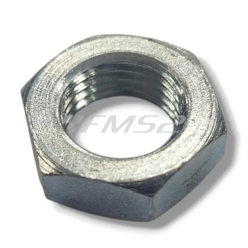 Dado originale Piaggio - Aprilia M12 x 1,25 mm con esagono chiave da 17 e zincato argento per fissaggio semi puleggia fissa motori Aprilia DiTech e carburatore 50 cc prodotti dal 1999 fino al 2004 , ricambio AP8152135