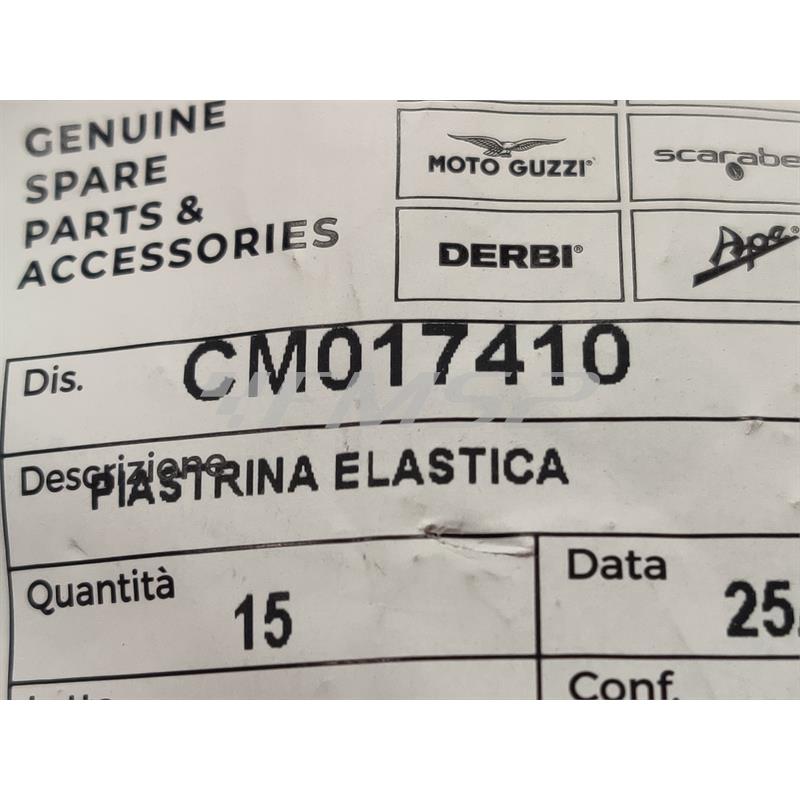 Piastrina elastica dado fissaggio mascherina 4,2 mm (usato per fissaggio mascherina V50 Special, copristerzo T5 125 cc), ricambio CM017410