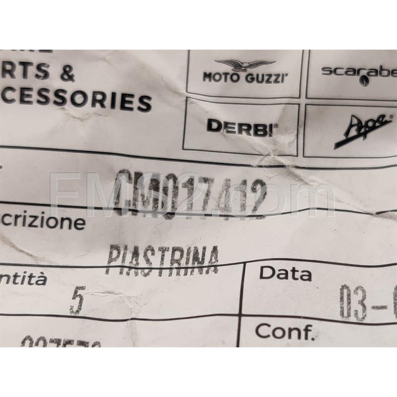 Piastrina (Piaggio Gilera), ricambio CM017412