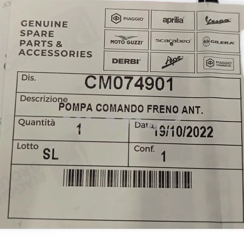 CM074901 Pompa idraulica comando freno anteriore (Piaggio Gilera)