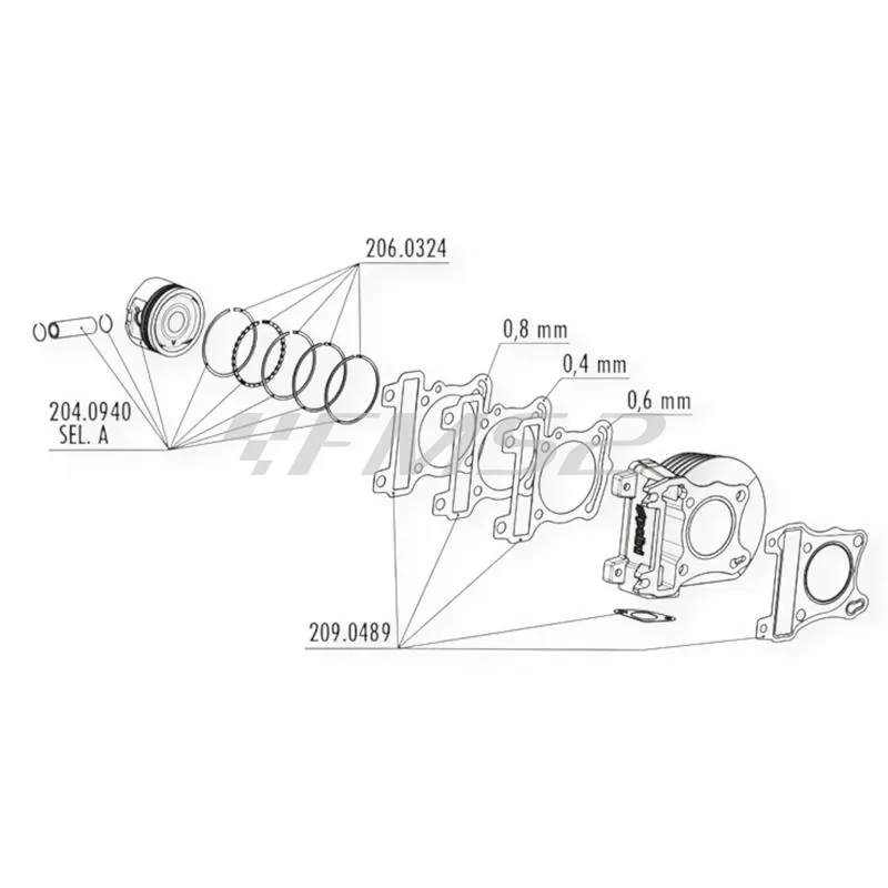 Kit gruppo termico Polini Ø49mm per Aprilia SXR 50 4T E5 (CD32M) - Polini 1400237