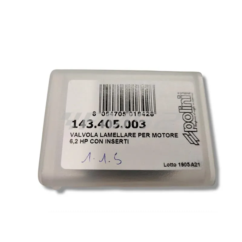 Valvola lamellare Polini completa di inserti canalizzatori da utilizzare sui motori Polini 6,2 hp, ricambio 143405003