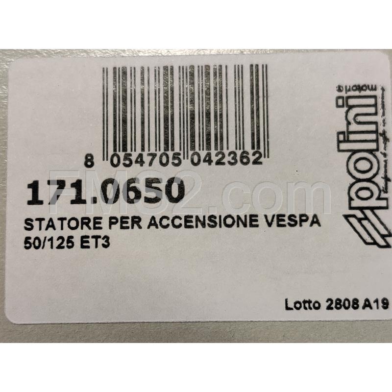 Statore Polini per accensione elettronica Piaggio Vespa 50 e 125 ET3 con cono 19 e cono 20, ricambio 1710650