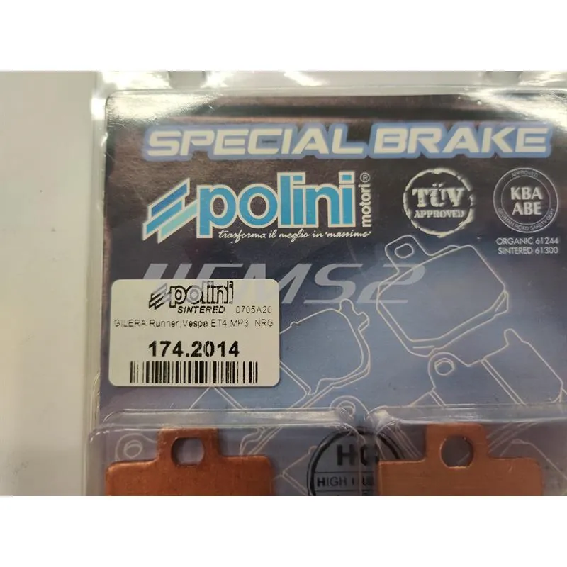 174.2014 Pastiglie freno Polini (pasticche), sinterizzate, per scooter e maxi scooter Piaggio zip SP