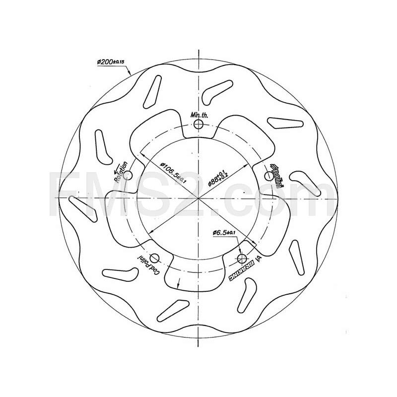 Disco freno Polini brake disk con profilo a margherita  (Braking) per scooter Piaggio e Gilera 50 con diametro 200 mm, ricambio 1750016