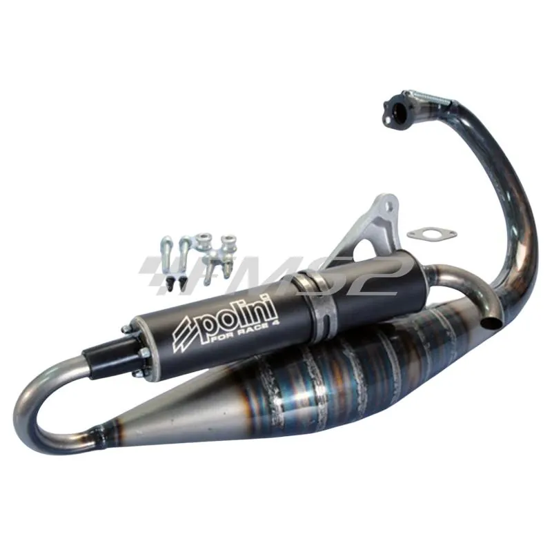 Marmitta Polini For Race 4 per scooter Mbk Booster, Booster spirit, Next generation e Yamaha Original Bw's, Bw's 50 dal 2004 in poi, ricambio 2000298