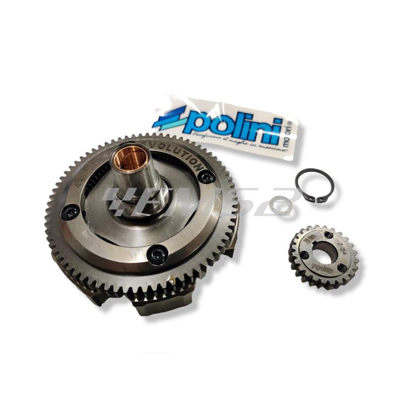 Campana frizione primaria Polini Evolution a denti diritti Z.24-72 per motore Piaggio Vespa 50 special e Pk 50 con motore elaborato, ricambio 2021221