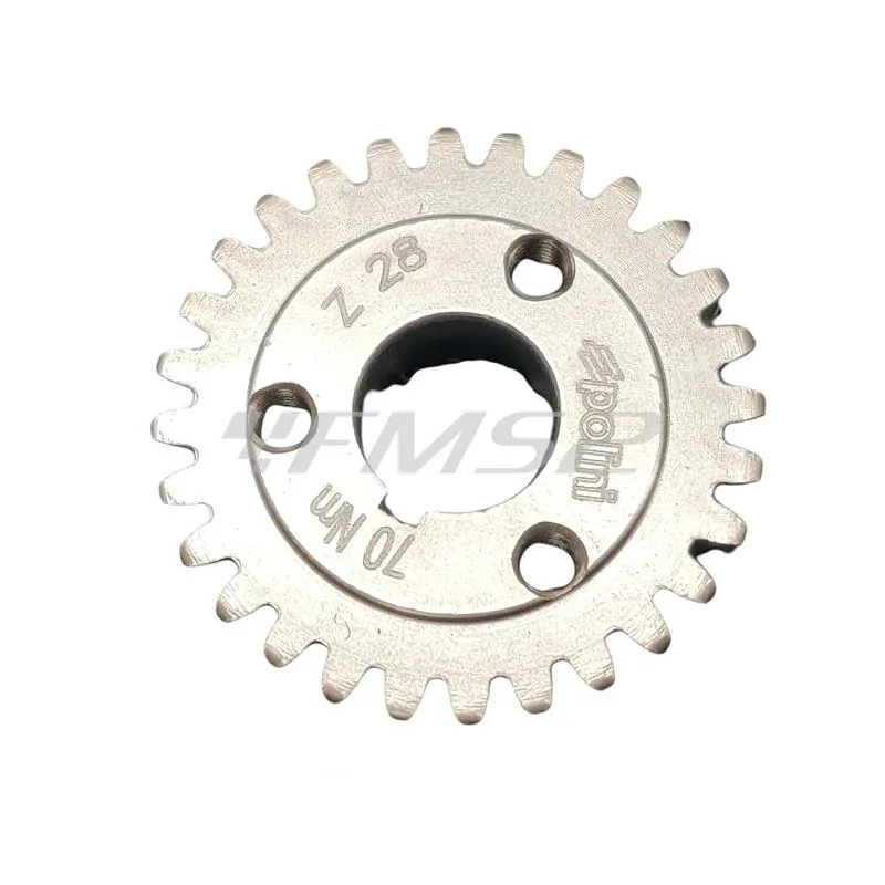 Ingranaggio campana frizione primaria Polini Z28 denti dritti per allungare il rapporto nei motori Piaggio Vespa 125 primavera Et3 e PK 125 cc con motore elaborato, ricambio 2021419