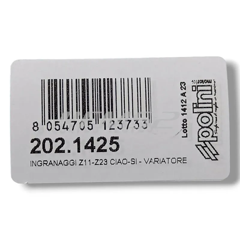 202.1425 Ingranaggi primari Polini con dentatura z11 e z23 per ciclomotori Piaggio Ciao, Si, Grillo, Boxer, Bravo, SuperBravo, Cba con variatore