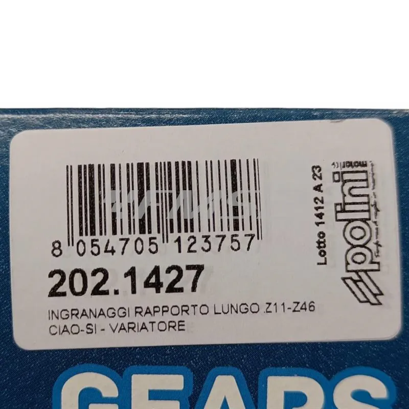 202.1427 Ingranaggi secondari Polini con rapporto lungo con dentatura z11 e z46 per ciclomotori Piaggio Ciao, Si, Grillo, Boxer, Bravo, SuperBravo, Cba con variatore