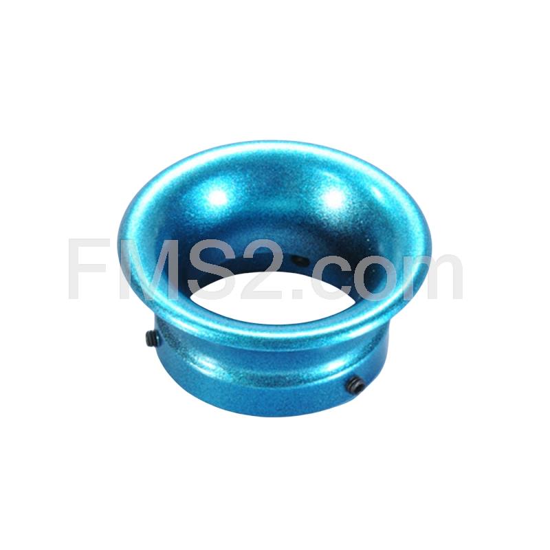 Cornetto d'aspirazione Polini in alluminio anodizzato blu con imbocco diametro 37,5 mm, ricambio 2031500