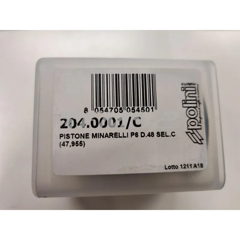 204.0001/C Pistone Polini per motori Minarelli p6 monofascia con diametro 48 mm e selezione C e misura reale 47,955 mm per cilindri radiali cromati