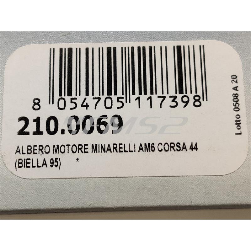 Albero motore Polini Big Evolution con biella 95 mm e corsa 44 mm per motori Minarelli AM6 da abbinare al codice 1331012, ricambio 2100069