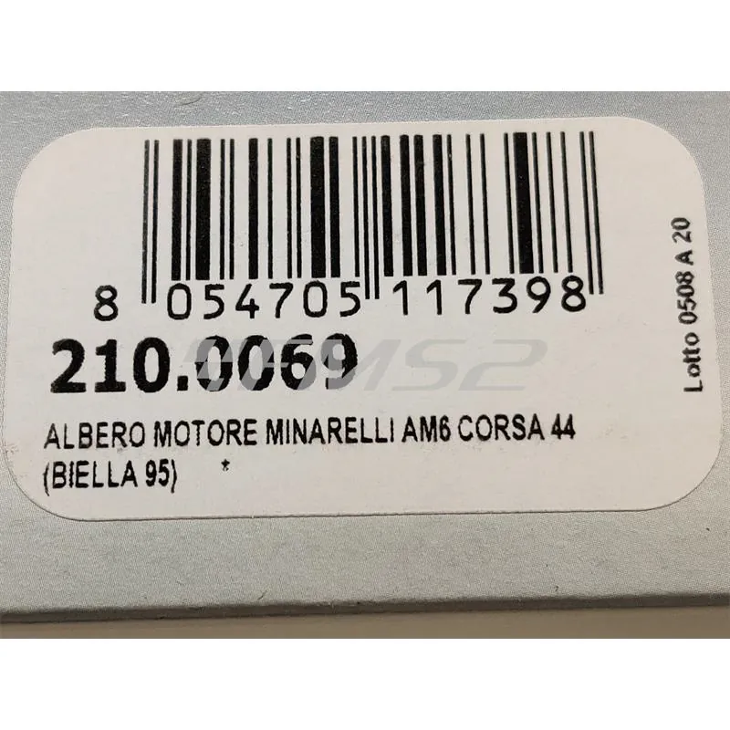 Albero motore Polini Big Evolution con biella 95 mm e corsa 44 mm per motori Minarelli AM6 da abbinare al codice 1331012, ricambio 2100069