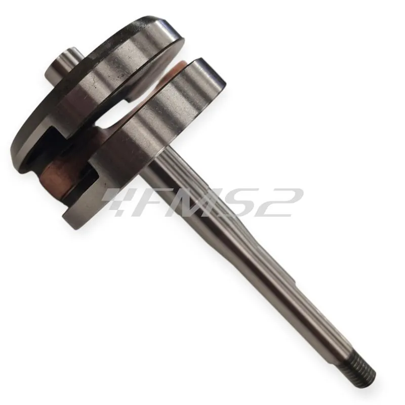 210.0074 Albero motore Polini a spalle piene per carter lamellare evolution con spinotto da 12 mm e gabbietta rinforzata per ciclomotori Piaggio Ciao, Si, Boxer, Bravo, SuperBravo, Grillo, Cba