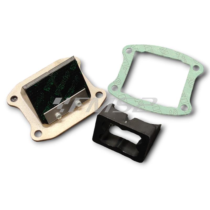 Valvola lamellare Polini specifica per carter motore P.R.E. polini 100 cc completa di diffusore di fluidi e guarnizione, ricambio 2130056