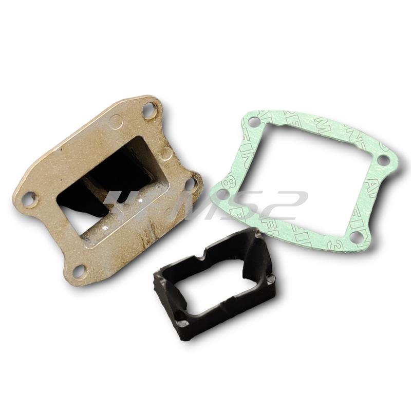 Valvola lamellare Polini specifica per carter motore P.R.E. polini 100 cc completa di diffusore di fluidi e guarnizione, ricambio 2130056