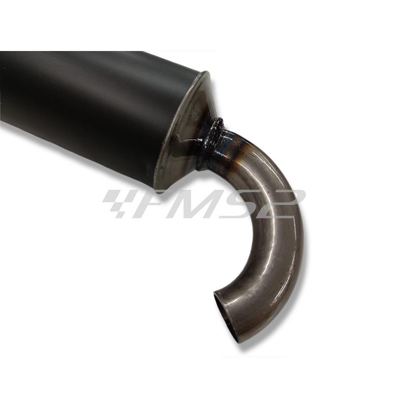 Silenziatore in alluminio anodizzato nero per marmitta con imbocco diametro interno da 20,0 mm utilizzabile su diversi modelli di marmitte, ricambio 21800502