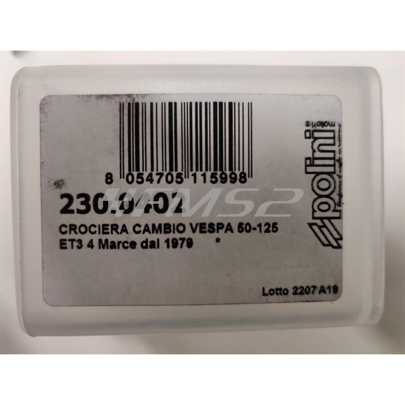 Crociera cambio Polini Racing completa di molla rinforzata e 2 sfere lunga 50,2 mm per motori Piaggio Ape 50, Vespa 50 special, 125 primavera, 125 Et3 a 4 marce prodotte dal 1979 in poi, ricambio 2300402