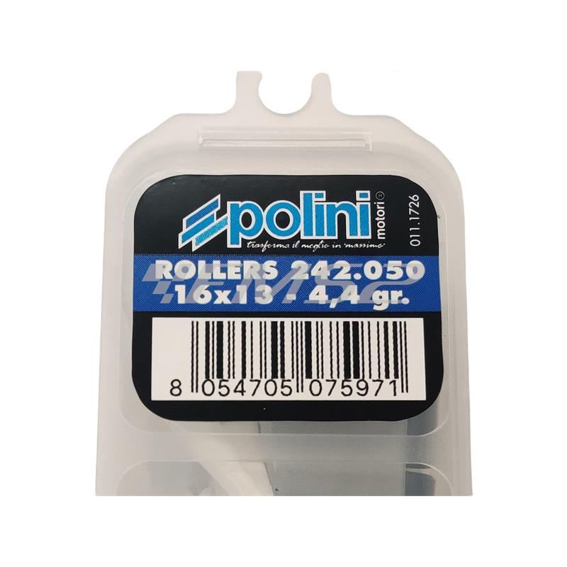 Kit rulli variatore 16x13 colore azzurro peso grammi 4.4 interno alluminio (Polini), ricambio 242050
