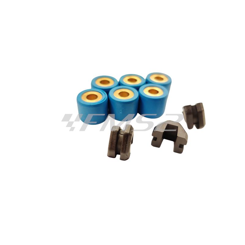 Kit rulli variatore 16x13 colore azzurro peso grammi 10 interno ottone (Polini), ricambio 242062