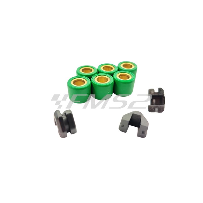 Kit rulli variatore 16x13 colore verde peso grammi 7.7 interno ottone (Polini), ricambio 242064