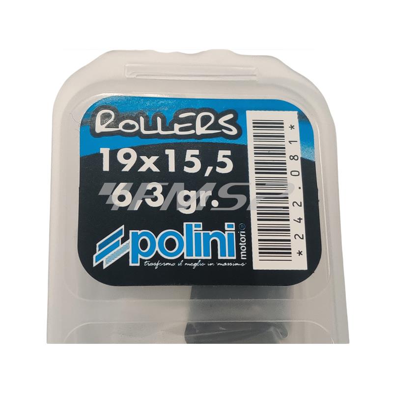 Kit rulli variatore 19x15.5 colore azzurro peso grammi 6.3 interno alluminio (Polini), ricambio 242081