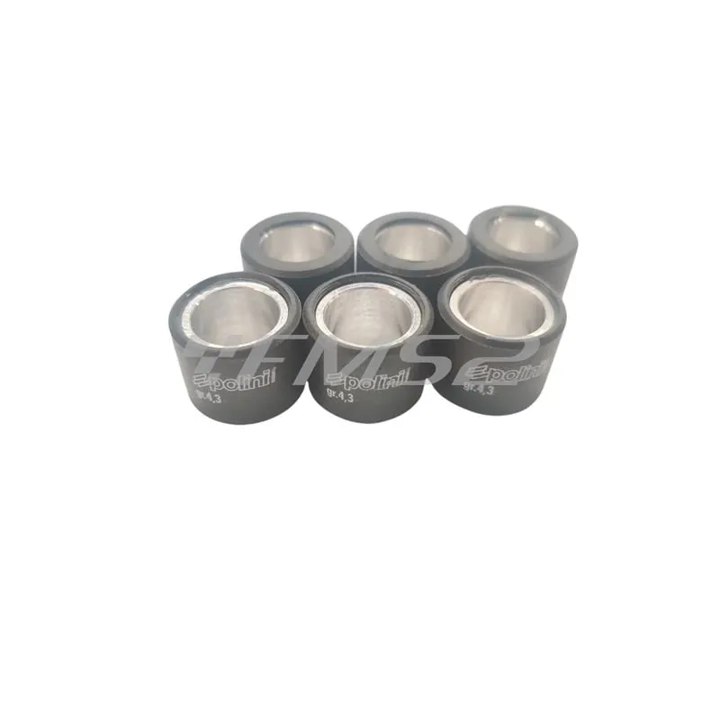 Kit rulli variatore 19x15.5 colore rosso peso grammi 4.3 interno alluminio (Polini), ricambio 242083