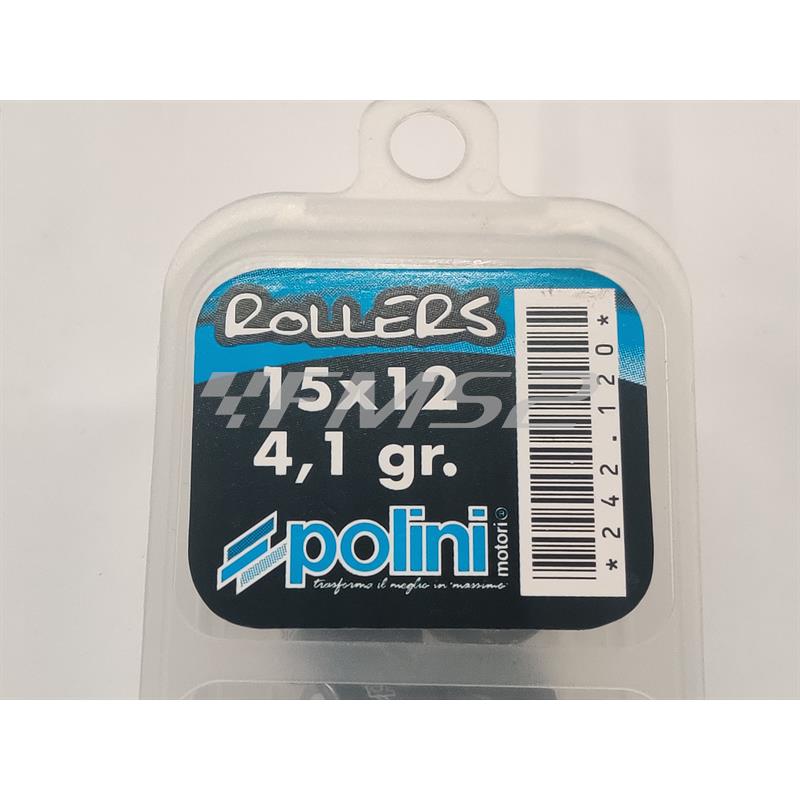 Kit rulli variatore 15x12 colore bianco peso grammi 4.1 interno ottone (Polini), ricambio 242120