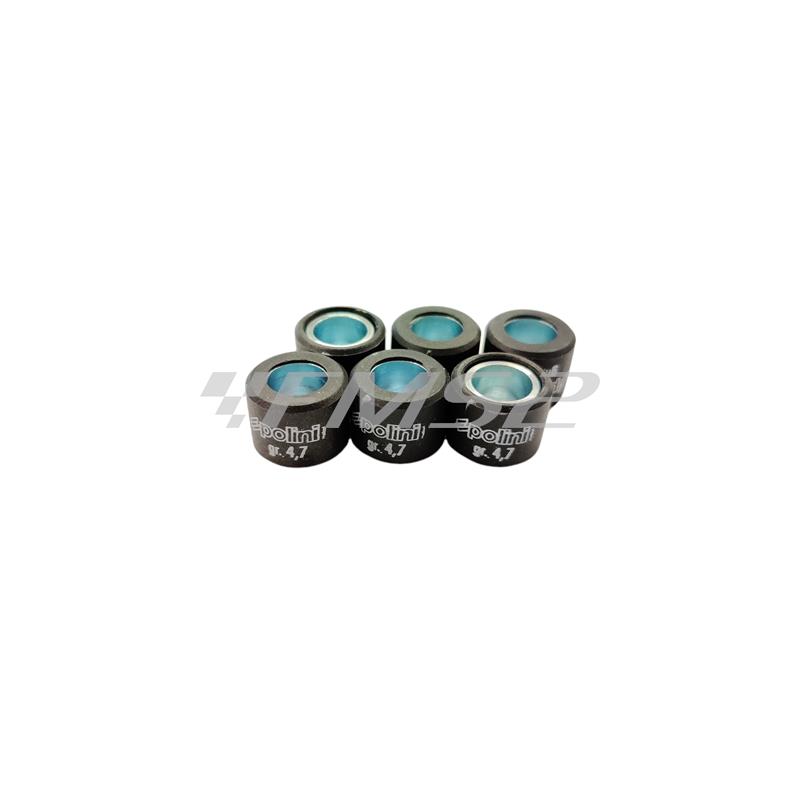 Kit rulli variatore 15x12 colore giallo peso grammi 4.7 interno ottone (Polini), ricambio 242121