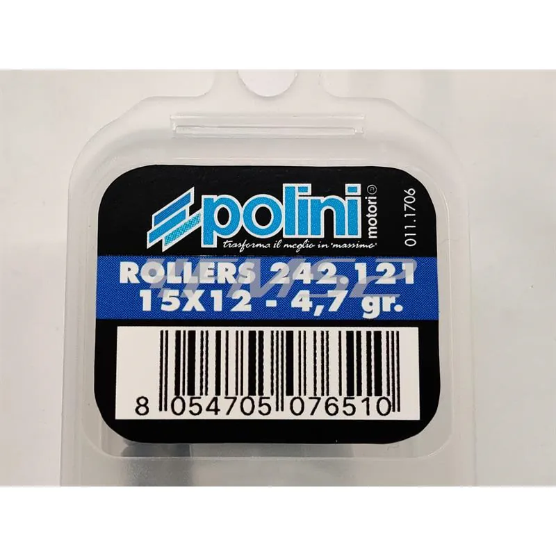 Kit rulli variatore 15x12 colore giallo peso grammi 4.7 interno ottone (Polini), ricambio 242121