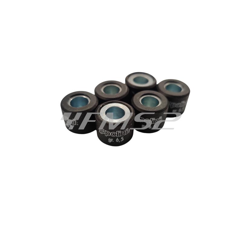 Kit rulli variatore 15x12 colore grigio peso grammi 6.5 interno ottone (Polini), ricambio 242126