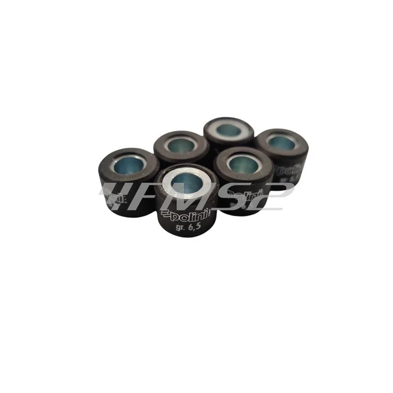 Kit rulli variatore 15x12 colore grigio peso grammi 6.5 interno ottone (Polini), ricambio 242126