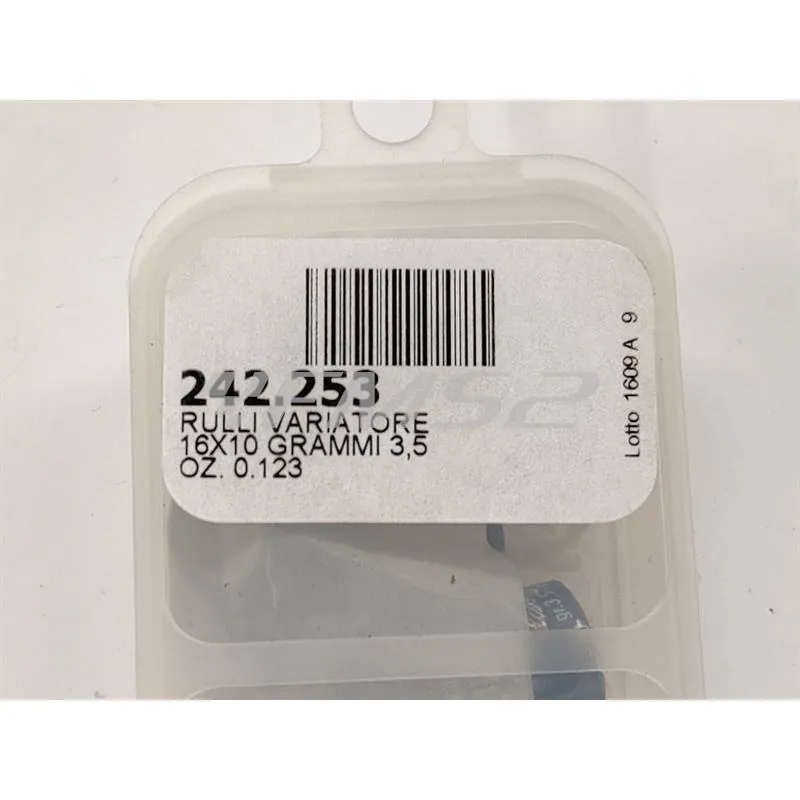 Kit 9 rulli variatore 16x10 mm colore bianco o blu con peso grammi 3.5 interno ottone (Polini), ricambio 242253
