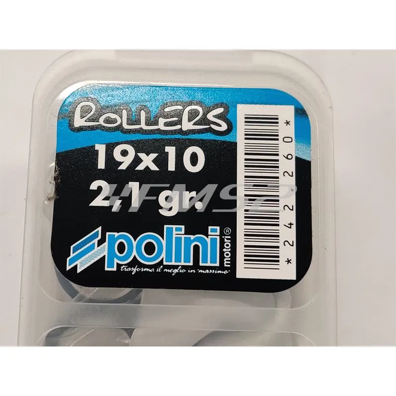 242.260 Kit rulli variatore Polini 19x10.2 mm peso grammi 2.1 interno alluminio per EVO 9 rulli per Piaggio e Minarelli