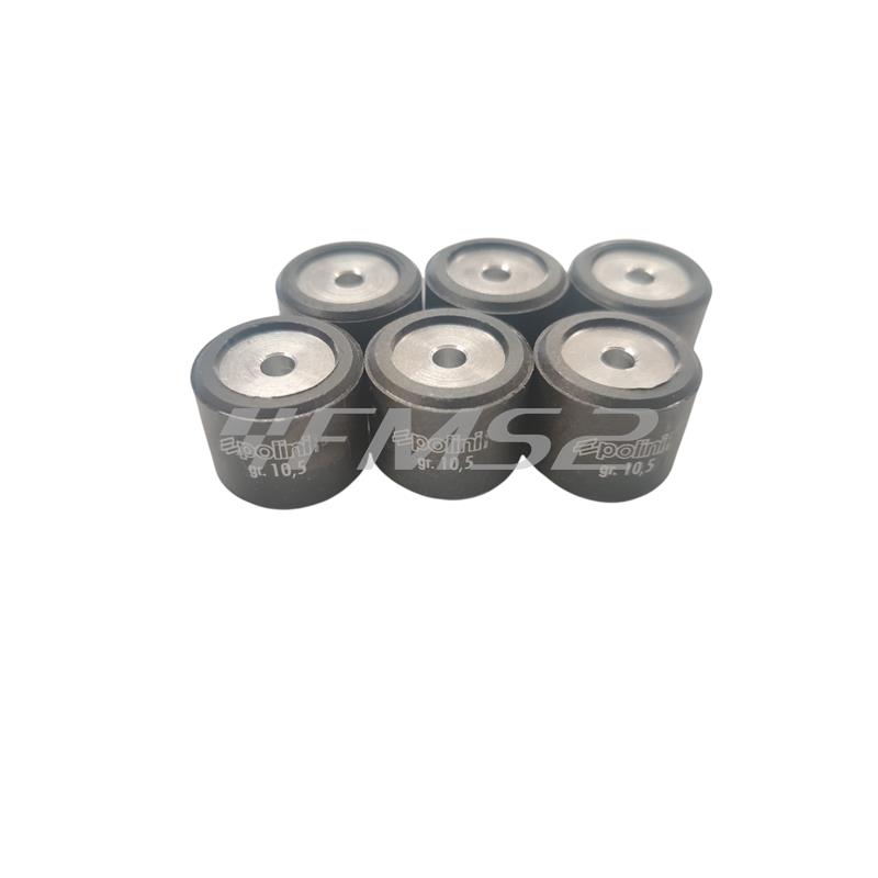 Kit 6 rulli Polini per variatore maxi scooter con diametro 20,9 x 17 mm e peso 10,5 grammi, ricambio 242341